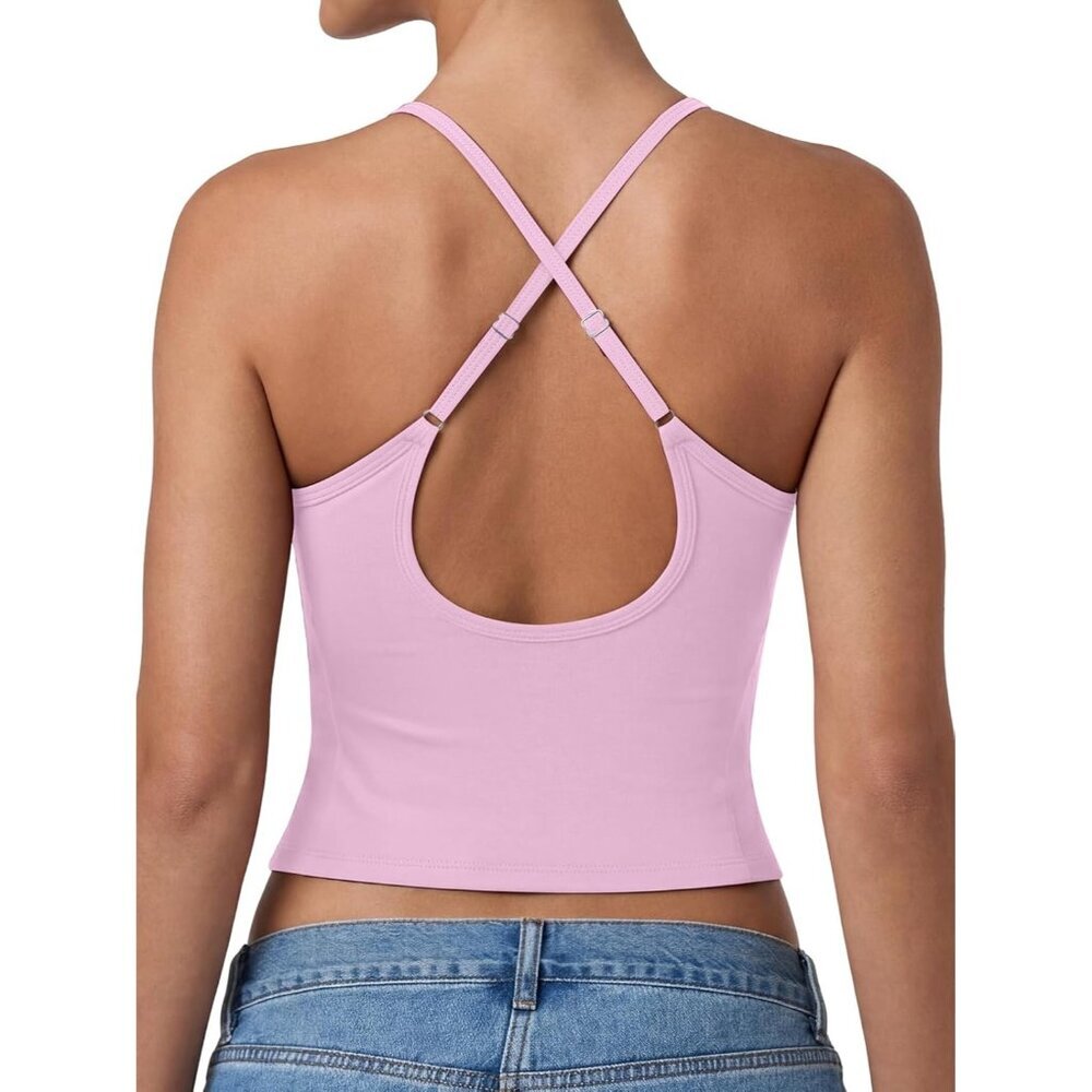 Women's Tank Top Pink Backless Sleeveless Halter Neck Classic Summer Comfort